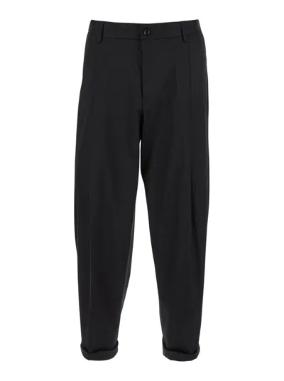 Dolce & Gabbana Black Pants With Turn-up Hem In Cotton Man