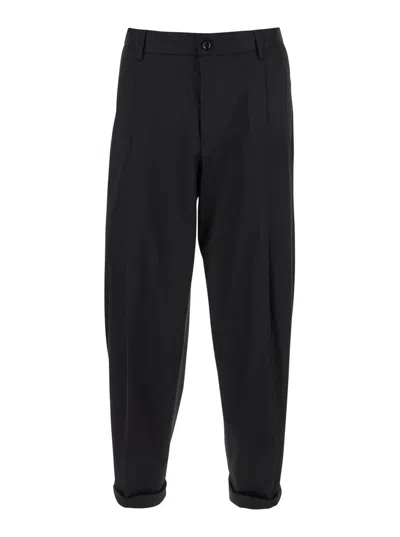 Dolce & Gabbana Black Pants With Turn-up Hem In Cotton Man