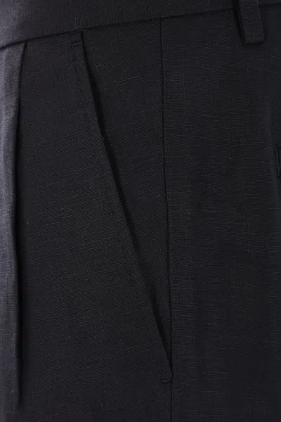 Dolce & Gabbana Black Pants With Turn-up Hem In Linen Man