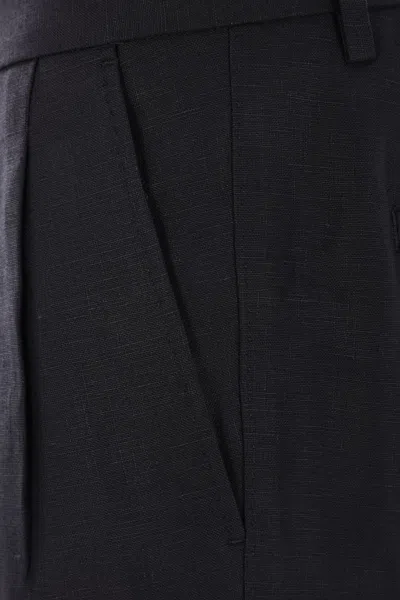 Dolce & Gabbana Black Pants With Turn-up Hem In Linen Man