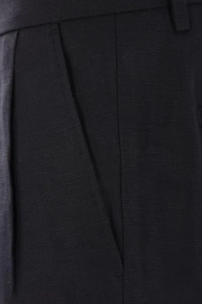 Dolce & Gabbana Black Pants With Turn-up Hem In Linen Man