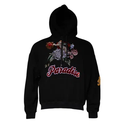Pre-owned Dolce & Gabbana Black Paradiso Hooded Men Sweatshirt Men's Sweater ()