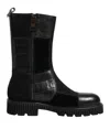 Dolce & Gabbana Black Patchwork Leather Mid Calf Boot  Men's Shoes