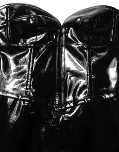 Dolce & Gabbana Black Patent Leather Corset Style Mini Dress