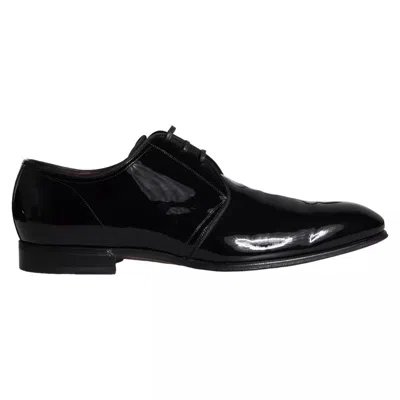 Pre-owned Dolce & Gabbana Black Patent Leather Derby Men Dress Men's Shoes ()