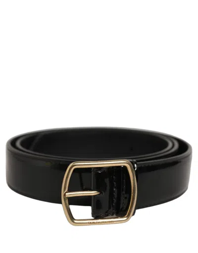Dolce & Gabbana Patent Leather With Gold Buckle Belt In Brown