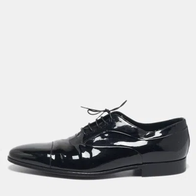 Pre-owned Dolce & Gabbana Black Patent Leather Lace Up Oxfords Size 43