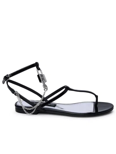Dolce & Gabbana Black Patent Leather Sandals Women