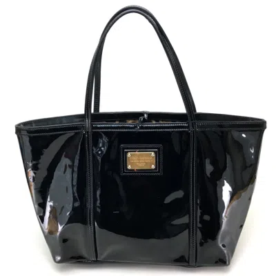 Pre-owned Dolce & Gabbana Black Patent Leather Shoulder Bag Tote Bag ()
