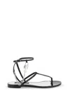 DOLCE & GABBANA BLACK PATENT LEATHER THONG SANDALS WITH PADLOCK FOR WOMEN