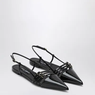 DOLCE & GABBANA BLACK PATENT LOW SLINGBACK