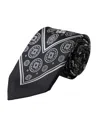 Dolce & Gabbana Black Patterned 100%silk Adjustable Tie In Black