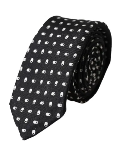 Dolce & Gabbana Black Circle Fantasy Adjustable Necktie Men Tie