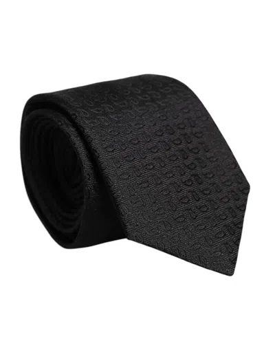 Dolce & Gabbana Black Patterned Silk Adjustable Neckmen's Men's Tie