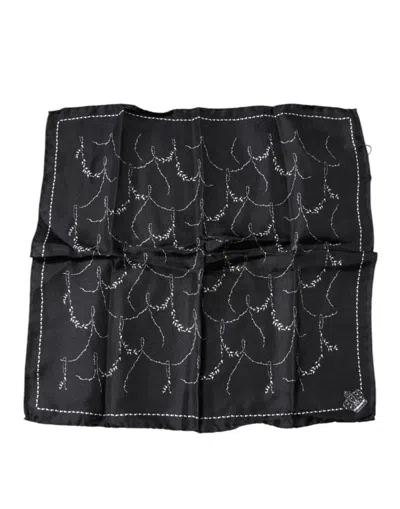 Dolce & Gabbana Black Patterned Silk Handkerchief Men's Scarf
