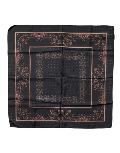 Dolce & Gabbana Black Patterned Square Foulard Scarf