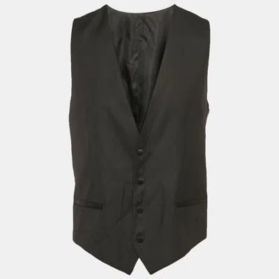 Pre-owned Dolce & Gabbana Black Patterned Wool Waistcoat Xl