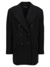 Dolce & Gabbana Oversize Double-breasted Wool Baize Jacket In Black