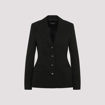 DOLCE & GABBANA BLACK PEAK-LAPELS BLAZER