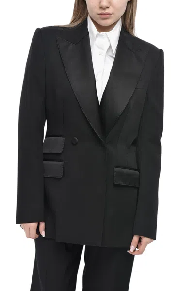 Dolce & Gabbana Black Peaked Lapel Blazer In Multi