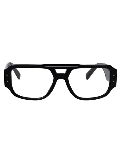 Dolce & Gabbana Black Photo Clear To Grey Quarz Acetate Glasses In Pattern