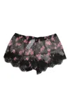 Dolce & Gabbana Black Pink Floral Lace Mesh Lingeri Underwear In Black