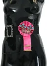 Dolce & Gabbana Black Pink Flower Brooch Crystals Cotton Women's Belt In Black