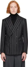 Dolce & Gabbana Double-breasted Jacket In Pinstripe Stretch Wool In Rigato