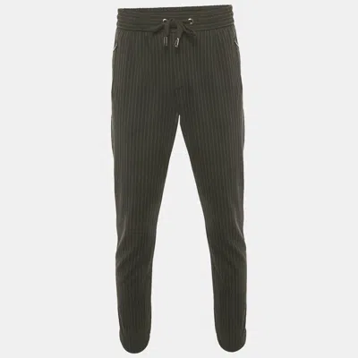 Pre-owned Dolce & Gabbana Black Pinstripe Jersey Jogger Pants L