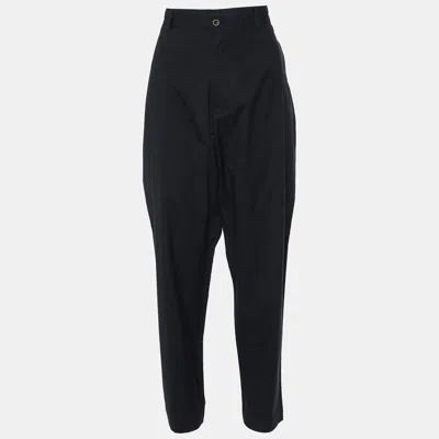 Pre-owned Dolce & Gabbana Black Pinstriped Cotton Tapered Trousers Xxl