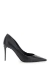 Dolce & Gabbana Black Pointed Pumps With Dg Detail In Leather Woman