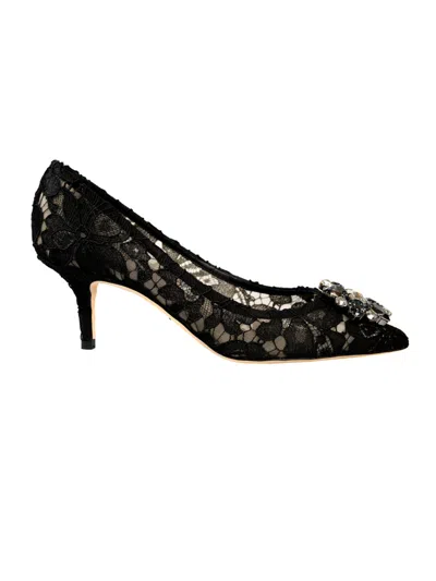DOLCE & GABBANA BLACK POINTED TOE HEELS