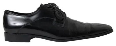 Pre-owned Dolce & Gabbana Black Polished Leather Formal Dress Men's Shoes ()