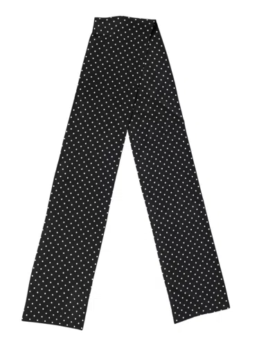 Dolce & Gabbana Black Polka Dot Neck Wrap Foulard 133.5cm X 12.5cm Scarf