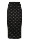 Dolce & Gabbana Logo Polka-dot Print Marquisette Midi Pencil Skirt In Black