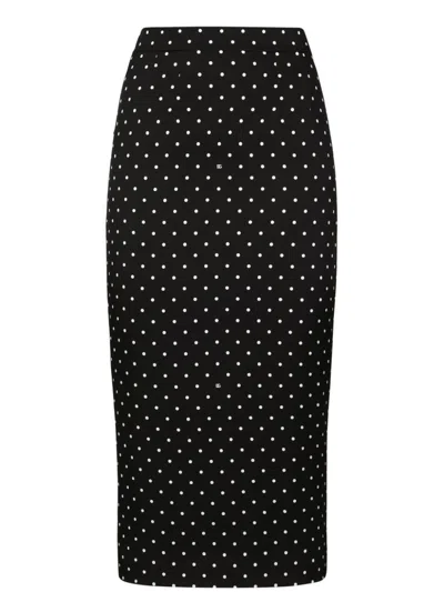 DOLCE & GABBANA POLKA DOT PENCIL SKIRT - WOMEN'S - ELASTANE/SILK