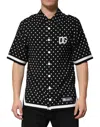 Dolce & Gabbana Black Polka Dot Short Sleeves Collared Polo T-shirt In Black