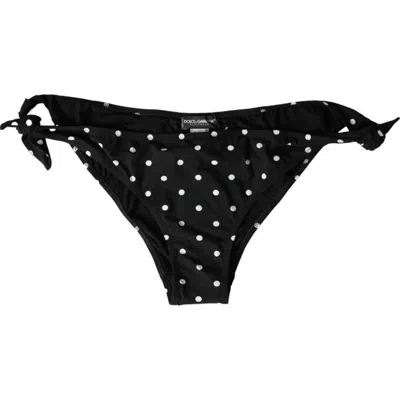 Dolce & Gabbana Black Polka Dot Swimwear Beachwear Bottom Bikini In Black And White