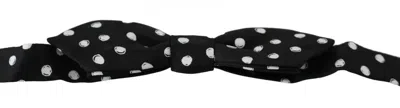 Dolce & Gabbana Black Polka Dots Adjustable Neck Bow Men's Tie In Black And White