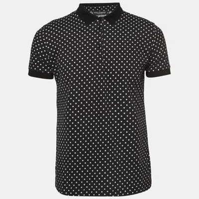 Pre-owned Dolce & Gabbana Black Polka Dots Cotton Pique Polo T-shirt L
