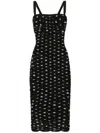 Dolce & Gabbana Draped Sheath Dress In Polka Dot Print Tulle In Black