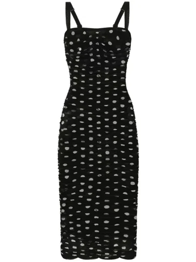 Dolce & Gabbana Black Polka Dots Sheath Dress