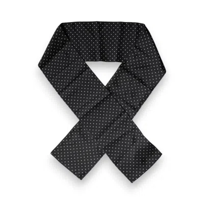 Pre-owned Dolce & Gabbana Black Polka Dots Silk Skinny Neck Wrap Men's Scarf ()