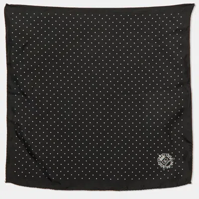 Pre-owned Dolce & Gabbana Black Polkadots Print Silk Pocket Square