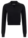 Dolce & Gabbana Collared Neck Long Sleeves Ribbed Hem In Black