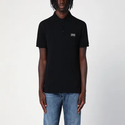 Dolce & Gabbana Black Polo With Logo Plaque