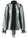 Dolce & Gabbana Geometric Pattern Sheer Fabric Blouse In Black
