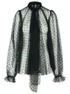 Dolce & Gabbana Geometric Pattern Sheer Fabric Blouse In Black