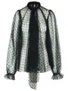 Dolce & Gabbana Geometric Pattern Sheer Fabric Blouse In Black