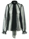 Dolce & Gabbana Geometric Pattern Sheer Fabric Blouse In Black